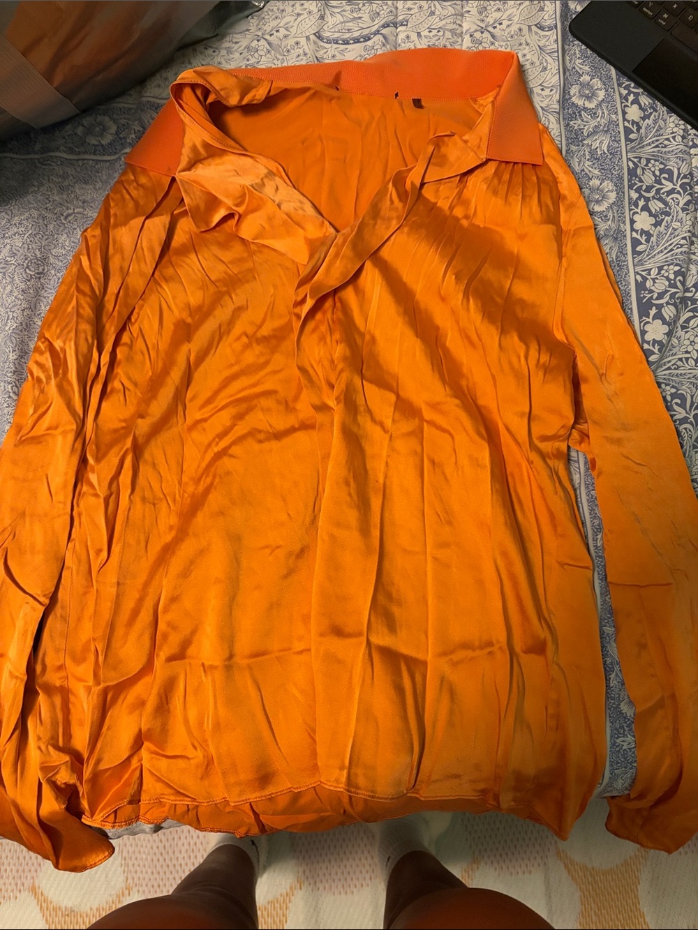 Amazon Women's Bright Orange Button-Down Casual Shirt
